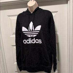 Adidas Women's Black Hoodie with White Logo